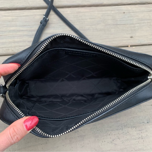 Michael Kors Jet Set East West Black Monogram Crossbody Bag Purse - Picture 10 of 16